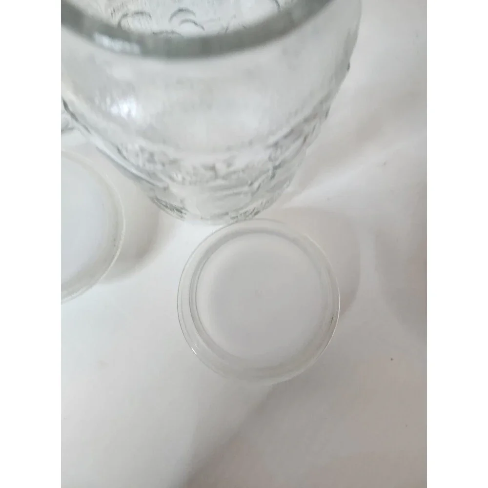 Vintage Libbey Glass Orchard Fruit Embossed Clear Glass Canisters Set of 3